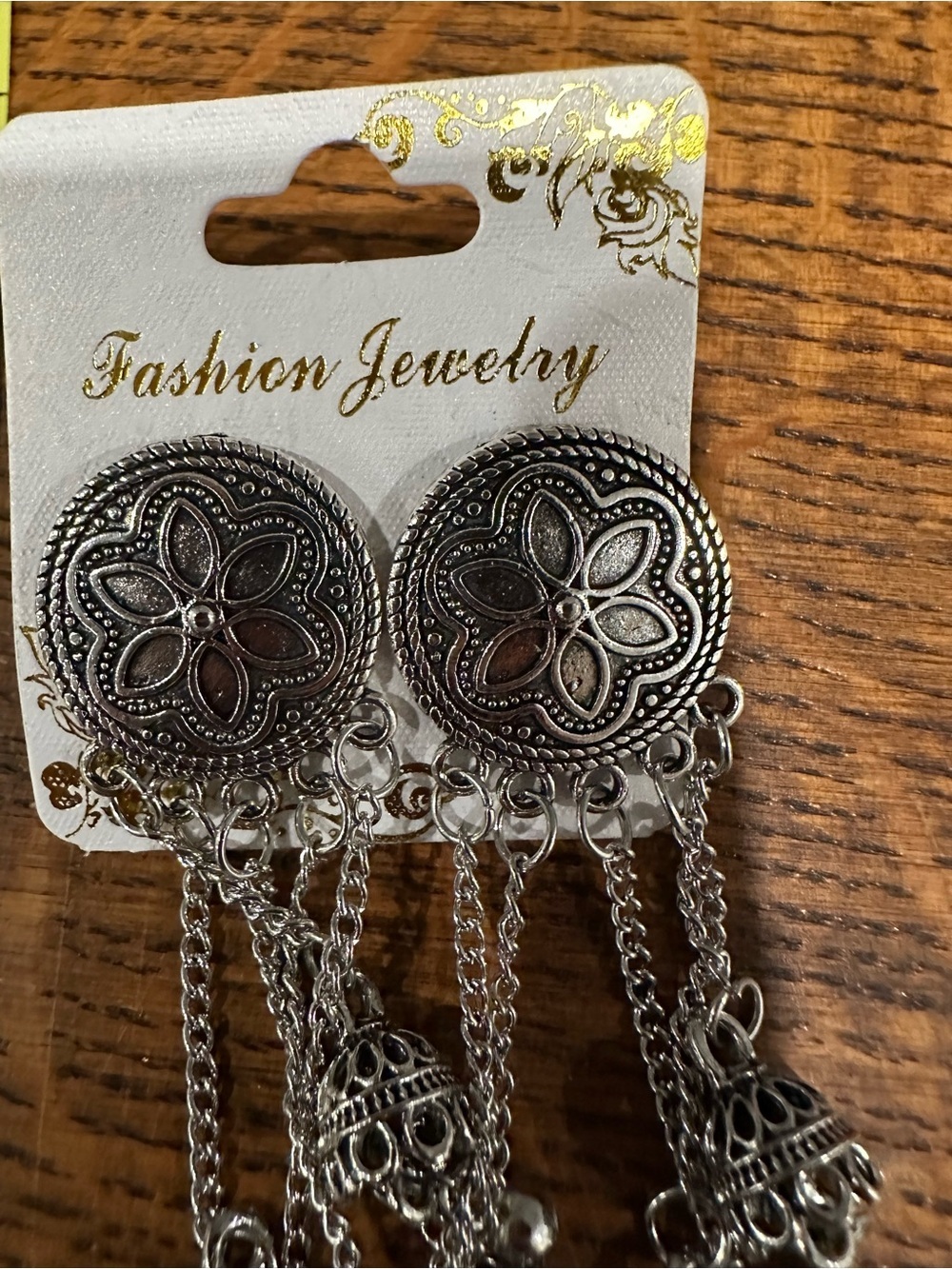 Fashion Jewelry Silver Floral Tassel Earrings
